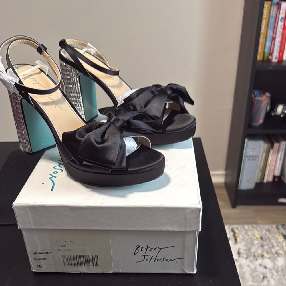 Betsey Johnson Black Heels with Cross-Strap Design